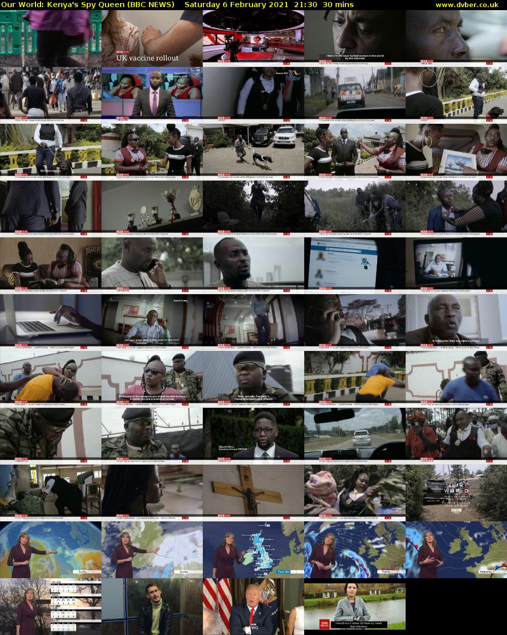 Our World: Kenya's Spy Queen (BBC NEWS) Saturday 6 February 2021 21:30 - 22:00