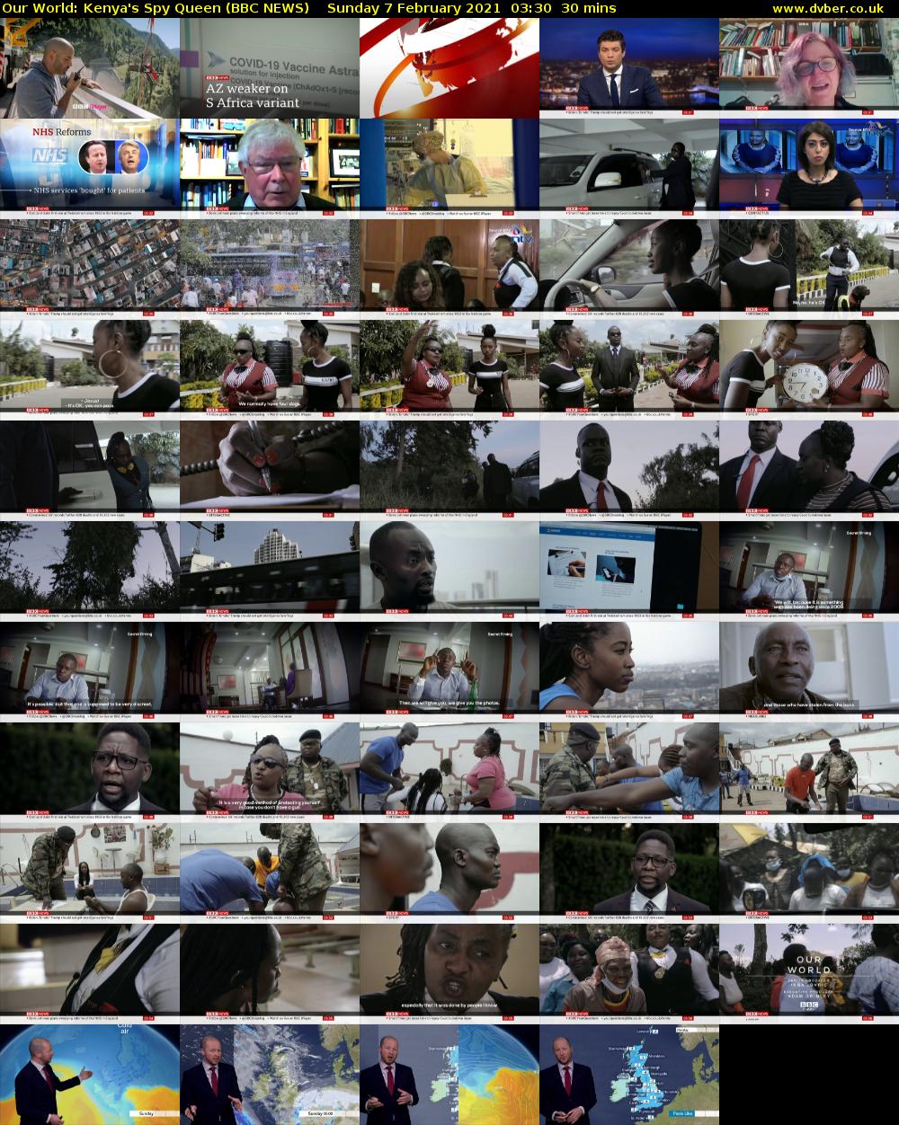 Our World: Kenya's Spy Queen (BBC NEWS) Sunday 7 February 2021 03:30 - 04:00