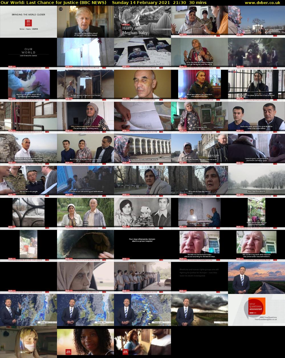 Our World: Last Chance for Justice (BBC NEWS) Sunday 14 February 2021 21:30 - 22:00