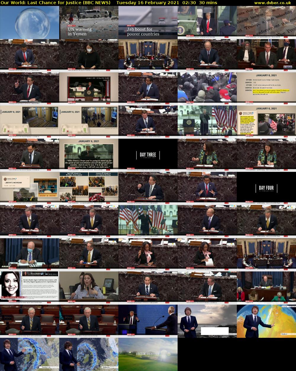 Our World: Last Chance for Justice (BBC NEWS) Tuesday 16 February 2021 02:30 - 03:00