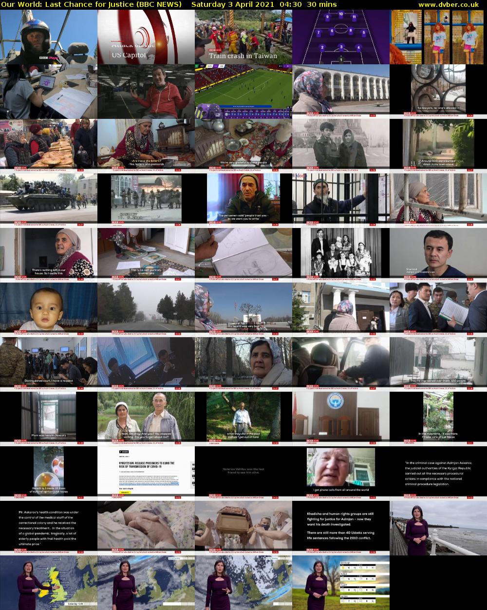 Our World: Last Chance for Justice (BBC NEWS) Saturday 3 April 2021 04:30 - 05:00