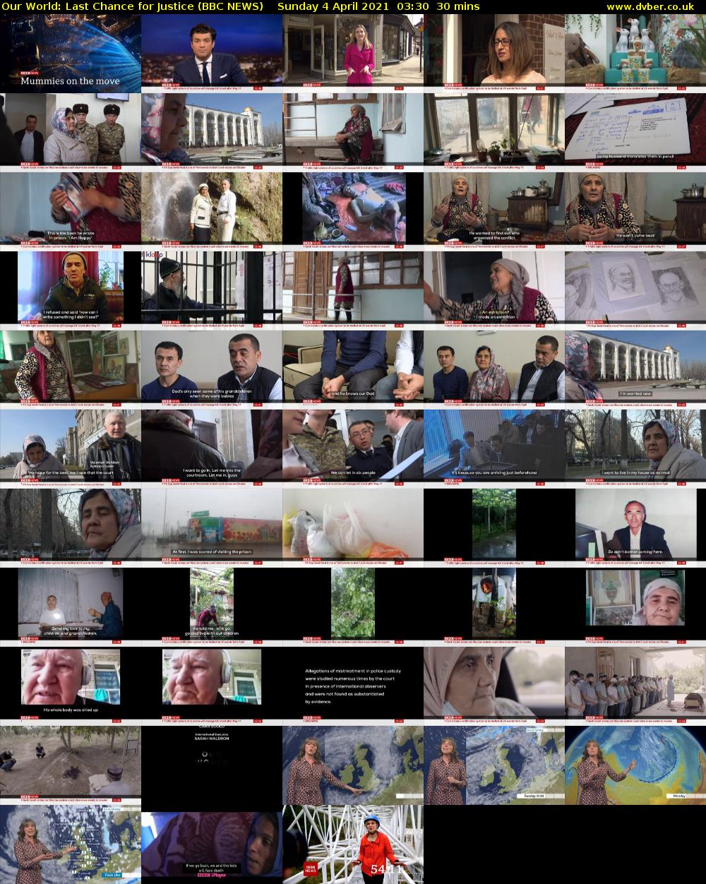 Our World: Last Chance for Justice (BBC NEWS) Sunday 4 April 2021 03:30 - 04:00