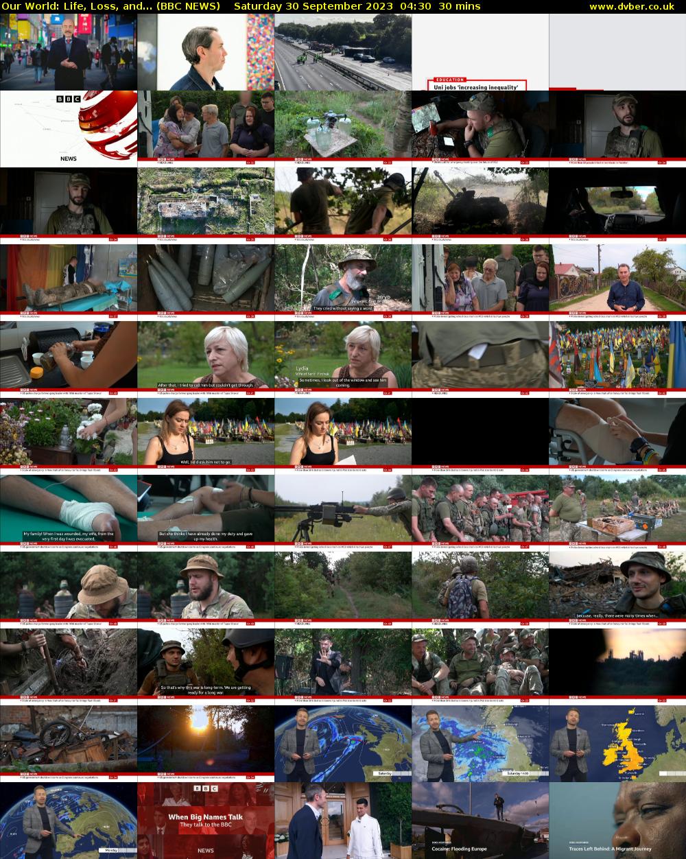 Our World: Life, Loss, and... (BBC NEWS) Saturday 30 September 2023 04:30 - 05:00
