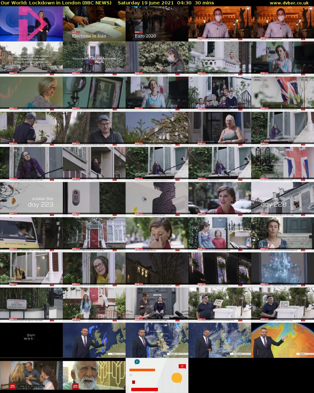 Our World: Lockdown in London (BBC NEWS) Saturday 19 June 2021 04:30 - 05:00