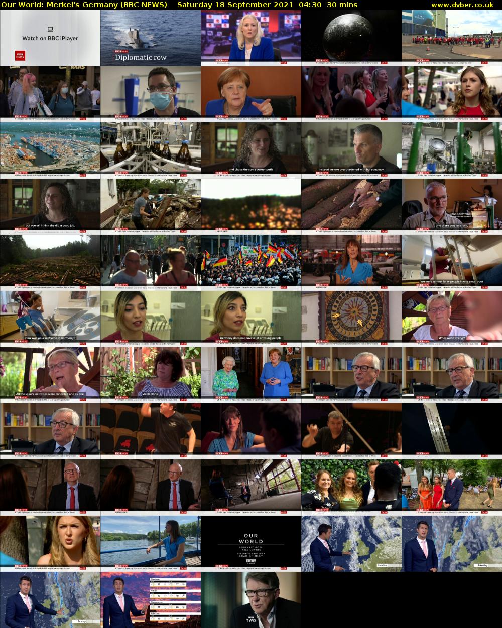 Our World: Merkel's Germany (BBC NEWS) Saturday 18 September 2021 04:30 - 05:00