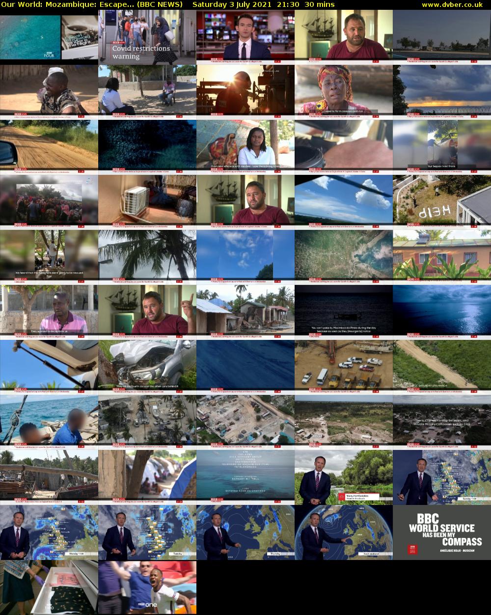 Our World: Mozambique: Escape... (BBC NEWS) Saturday 3 July 2021 21:30 - 22:00