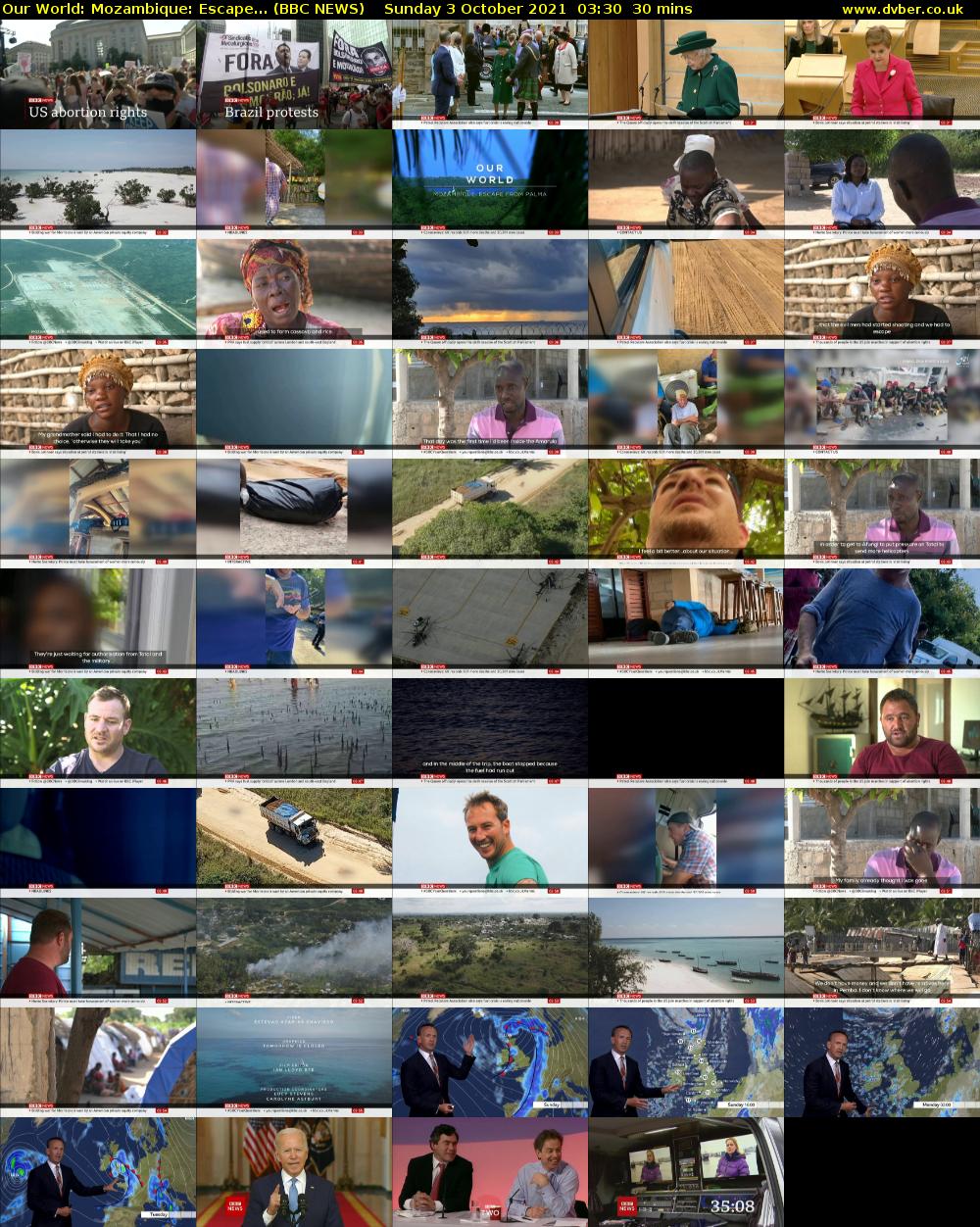 Our World: Mozambique: Escape... (BBC NEWS) Sunday 3 October 2021 03:30 - 04:00