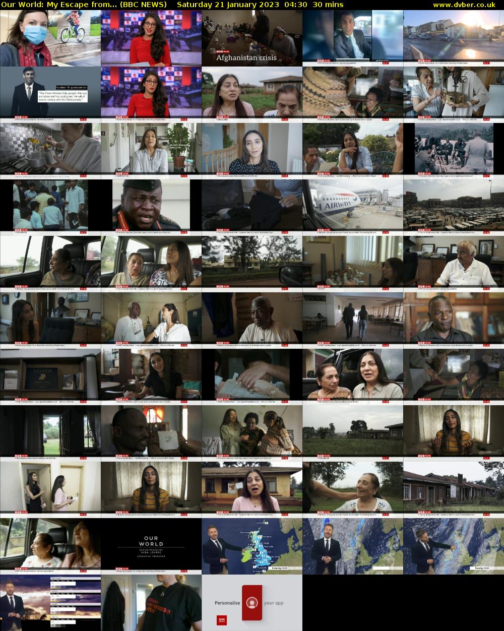 Our World: My Escape from... (BBC NEWS) Saturday 21 January 2023 04:30 - 05:00