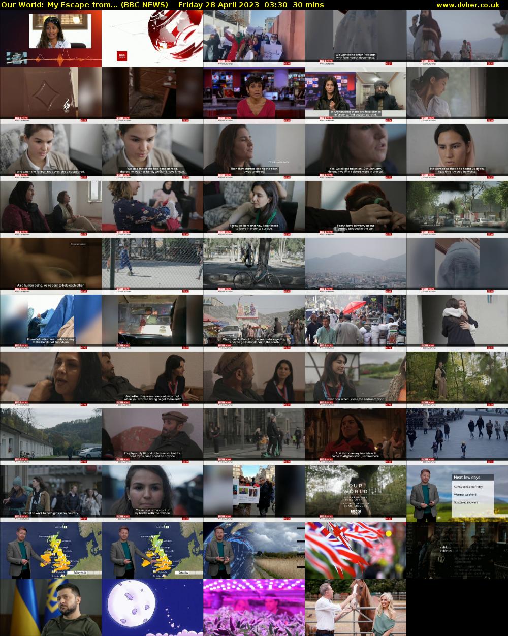 Our World: My Escape from... (BBC NEWS) Friday 28 April 2023 03:30 - 04:00