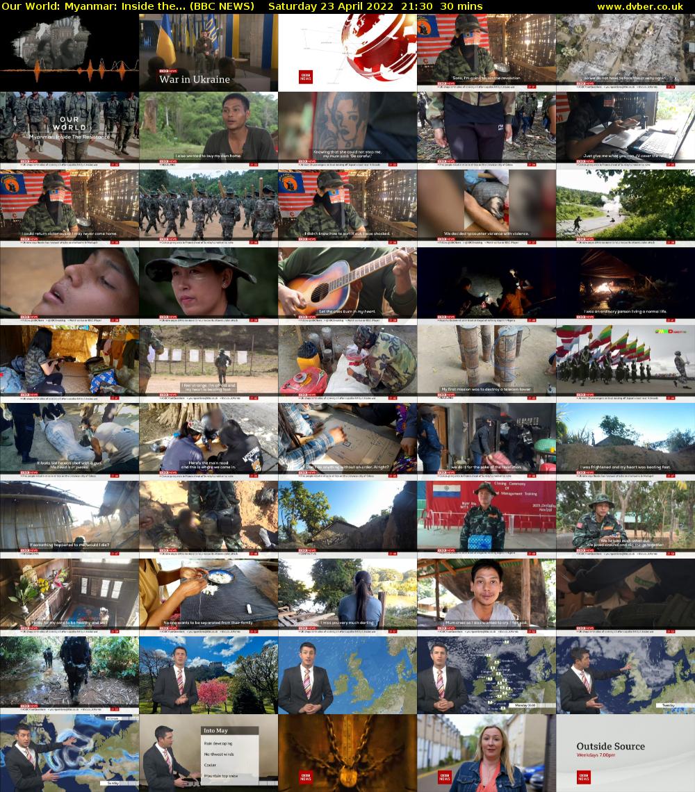 Our World: Myanmar: Inside the... (BBC NEWS) Saturday 23 April 2022 21:30 - 22:00