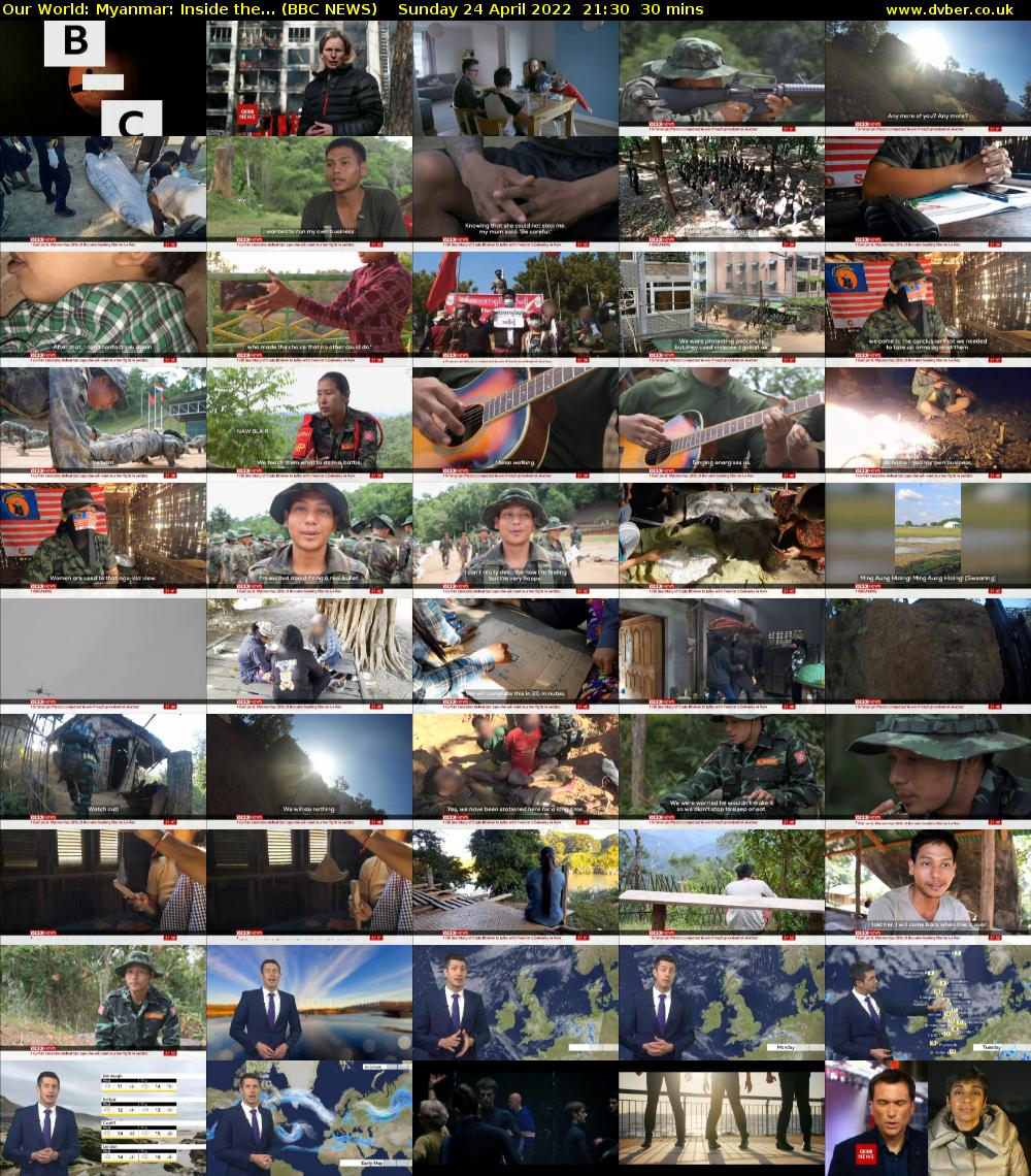 Our World: Myanmar: Inside the... (BBC NEWS) Sunday 24 April 2022 21:30 - 22:00