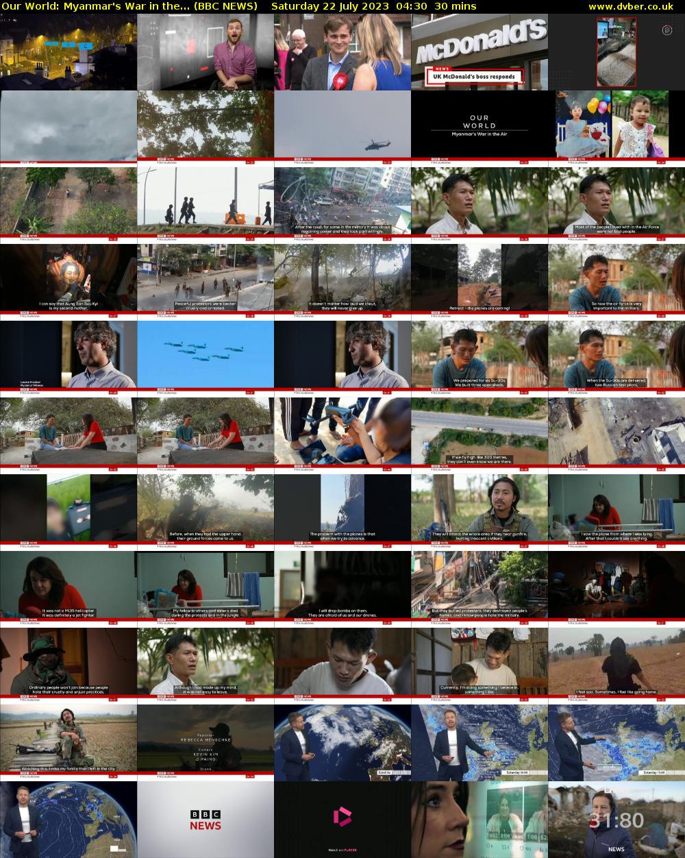 Our World: Myanmar's War in the... (BBC NEWS) Saturday 22 July 2023 04:30 - 05:00
