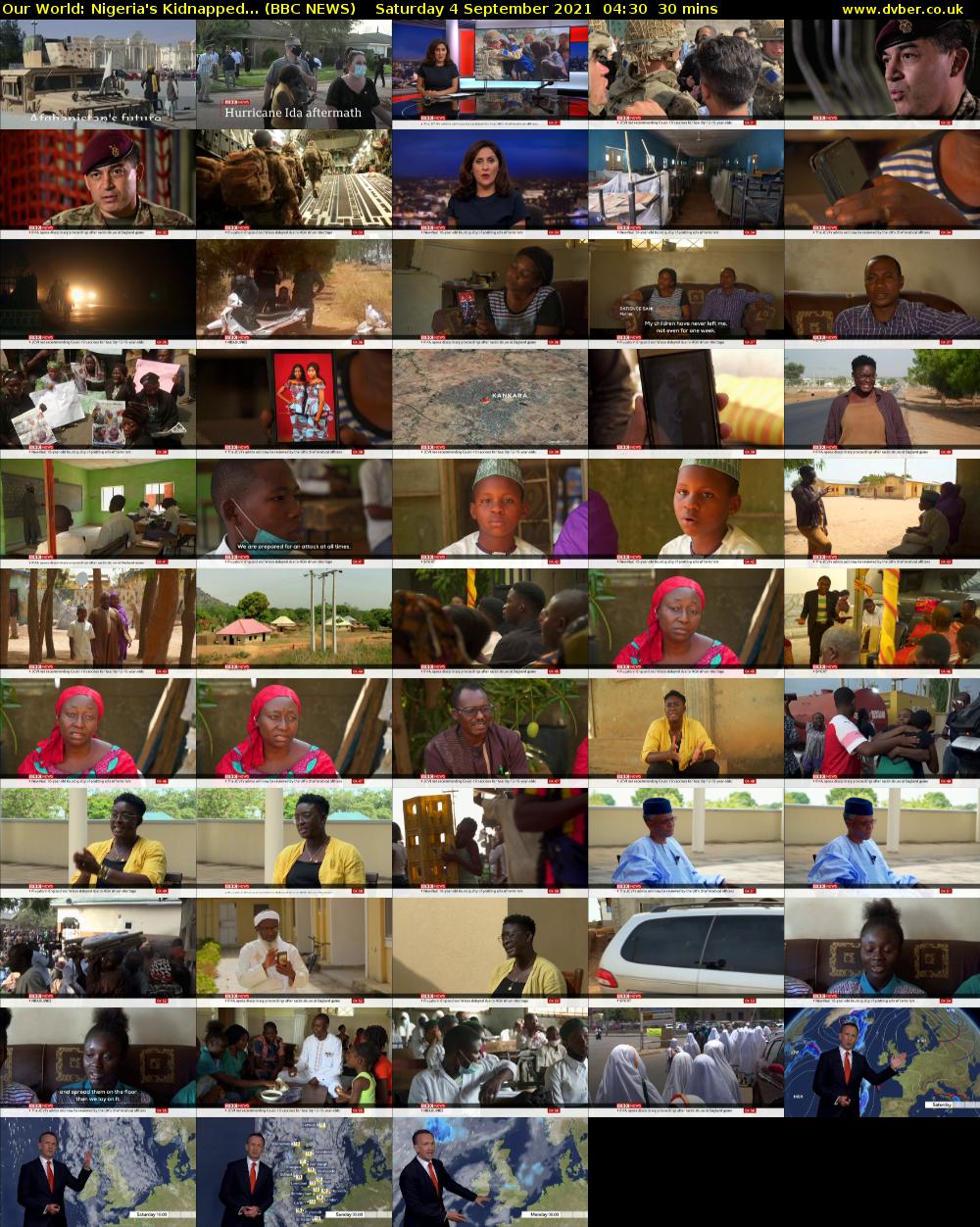 Our World: Nigeria's Kidnapped... (BBC NEWS) Saturday 4 September 2021 04:30 - 05:00