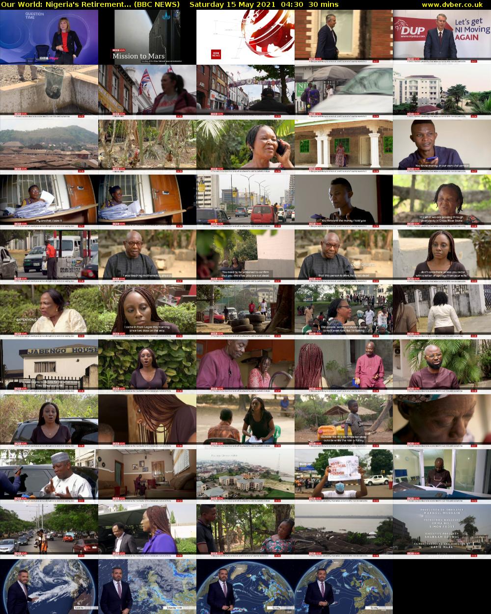 Our World: Nigeria's Retirement... (BBC NEWS) Saturday 15 May 2021 04:30 - 05:00