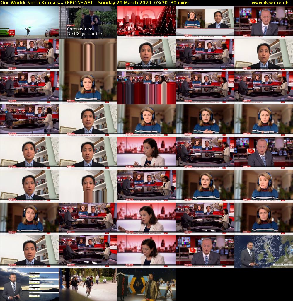 Our World: North Korea's... (BBC NEWS) Sunday 29 March 2020 03:30 - 04:00