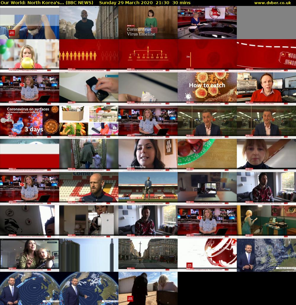 Our World: North Korea's... (BBC NEWS) Sunday 29 March 2020 21:30 - 22:00