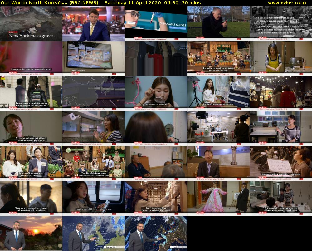 Our World: North Korea's... (BBC NEWS) Saturday 11 April 2020 04:30 - 05:00