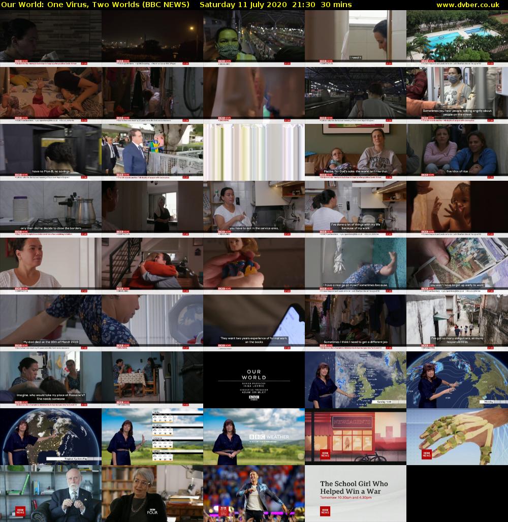 Our World: One Virus, Two Worlds (BBC NEWS) Saturday 11 July 2020 21:30 - 22:00