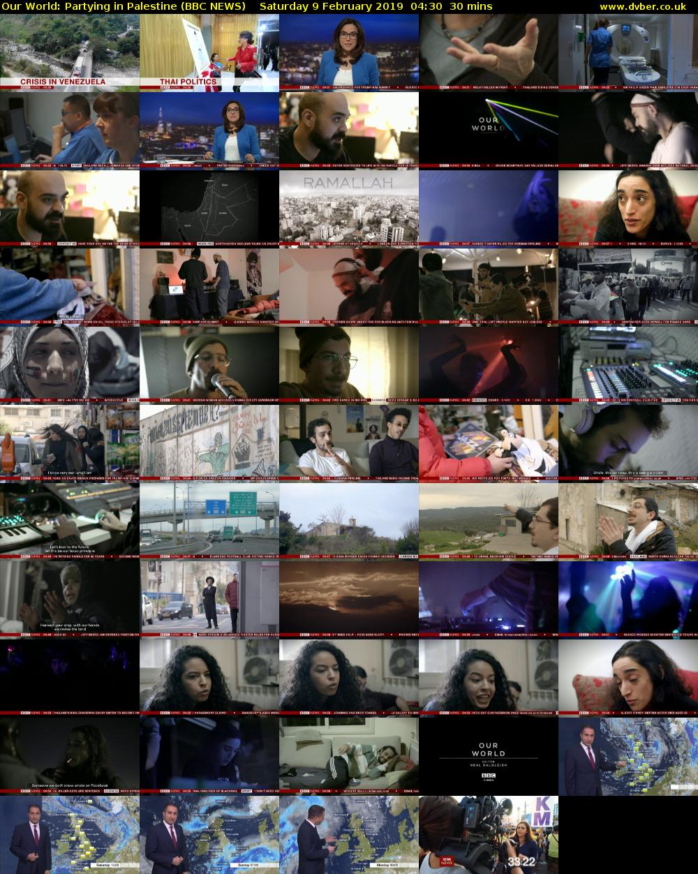 Our World: Partying in Palestine (BBC NEWS) Saturday 9 February 2019 04:30 - 05:00