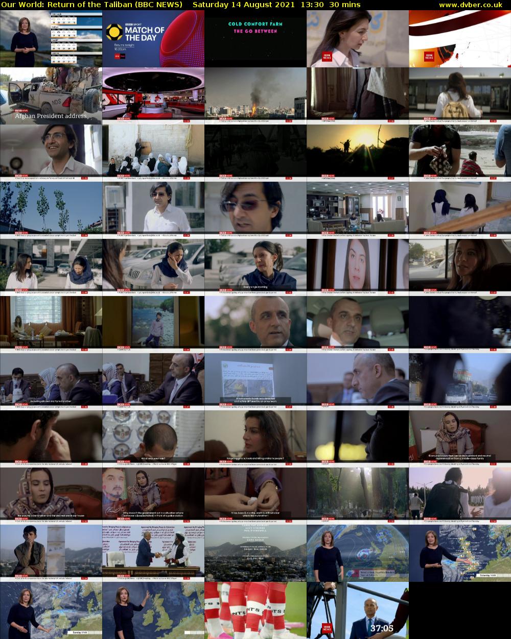 Our World: Return of the Taliban (BBC NEWS) Saturday 14 August 2021 13:30 - 14:00