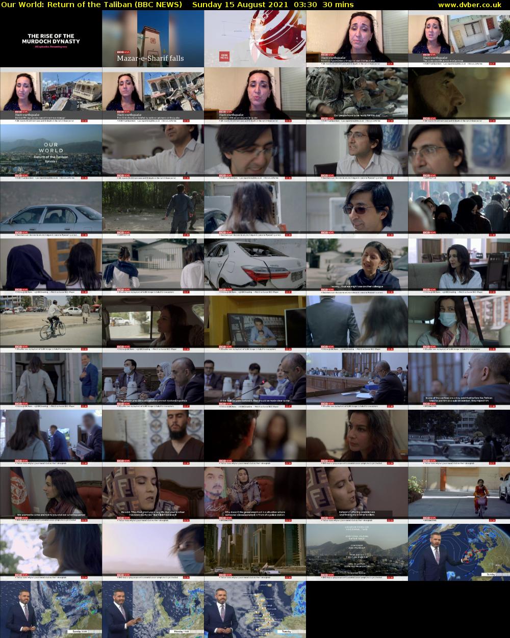 Our World: Return of the Taliban (BBC NEWS) Sunday 15 August 2021 03:30 - 04:00