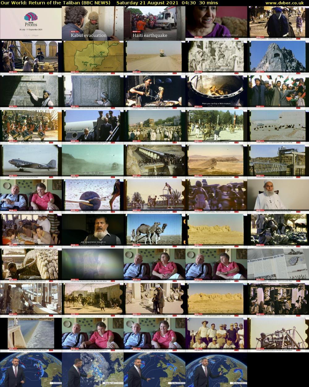Our World: Return of the Taliban (BBC NEWS) Saturday 21 August 2021 04:30 - 05:00