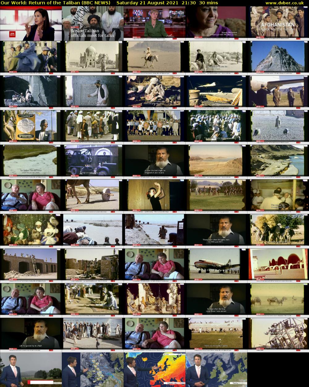 Our World: Return of the Taliban (BBC NEWS) Saturday 21 August 2021 21:30 - 22:00