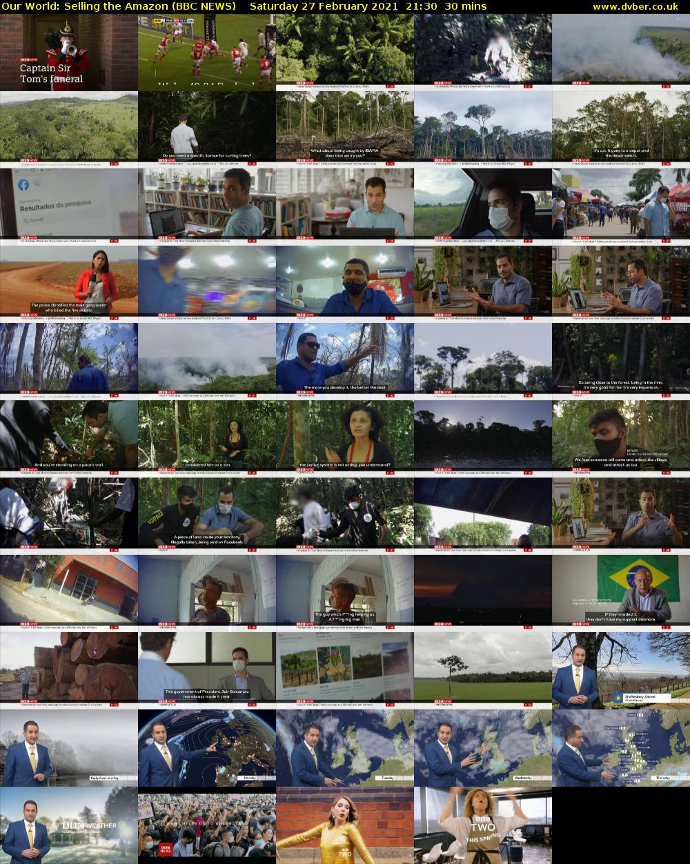 Our World: Selling the Amazon (BBC NEWS) Saturday 27 February 2021 21:30 - 22:00