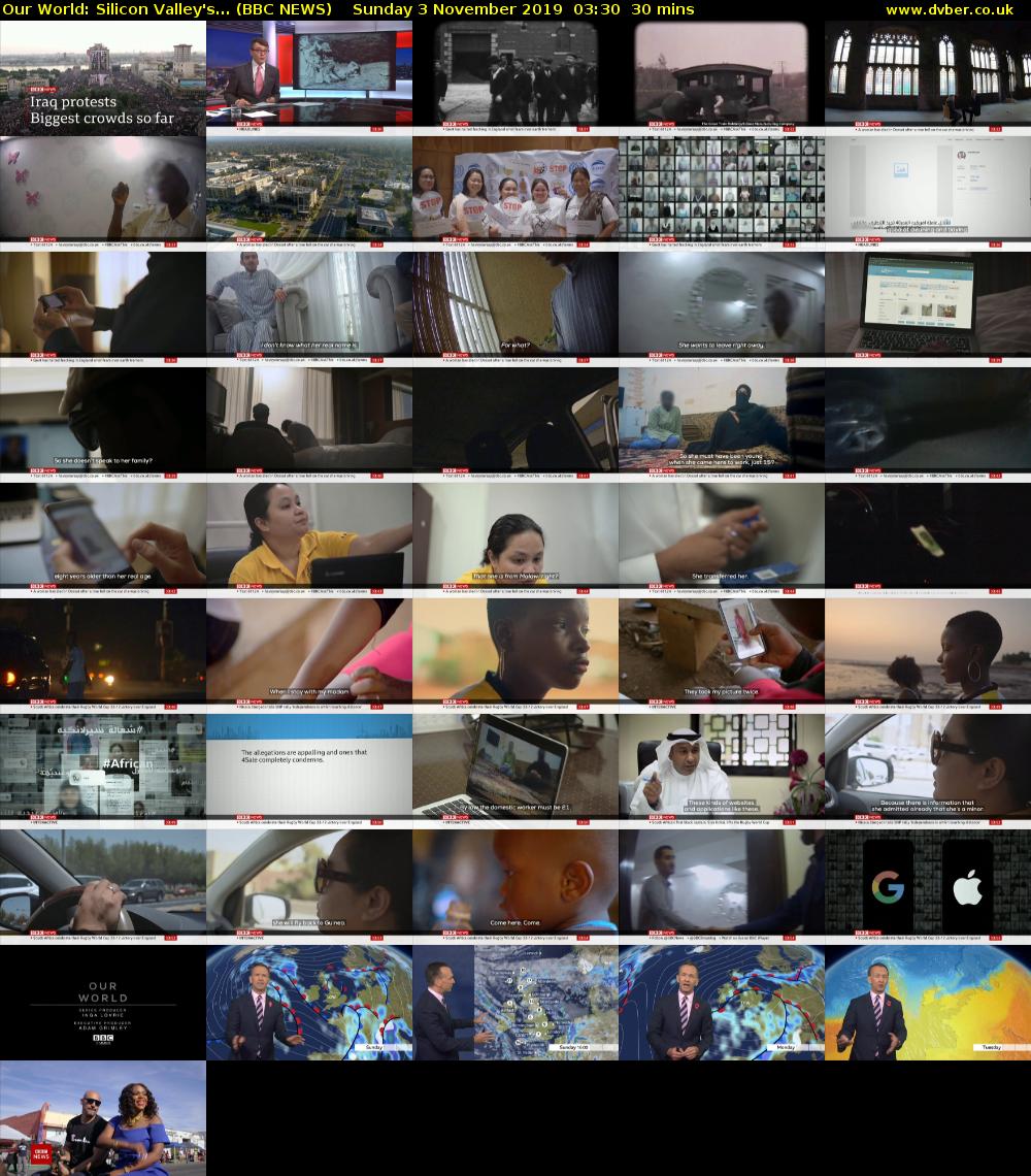 Our World: Silicon Valley's... (BBC NEWS) Sunday 3 November 2019 03:30 - 04:00