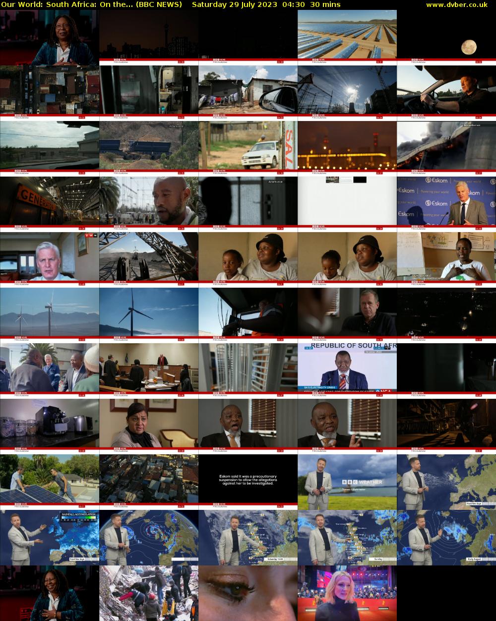 Our World: South Africa: On the... (BBC NEWS) Saturday 29 July 2023 04:30 - 05:00