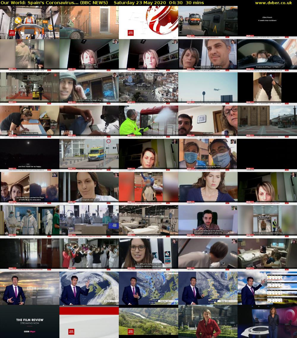 Our World: Spain's Coronavirus... (BBC NEWS) Saturday 23 May 2020 04:30 - 05:00