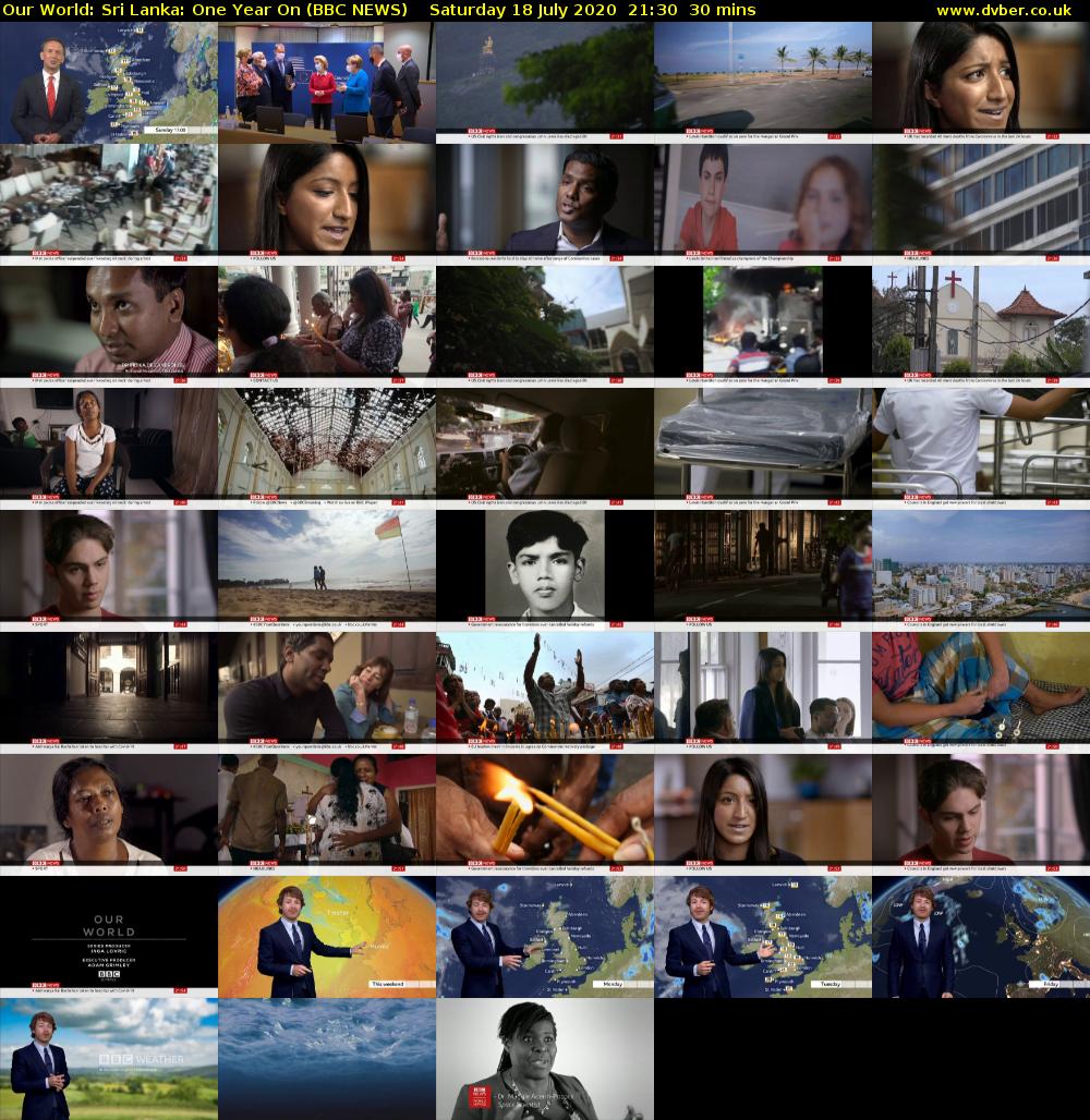 Our World: Sri Lanka: One Year On (BBC NEWS) Saturday 18 July 2020 21:30 - 22:00
