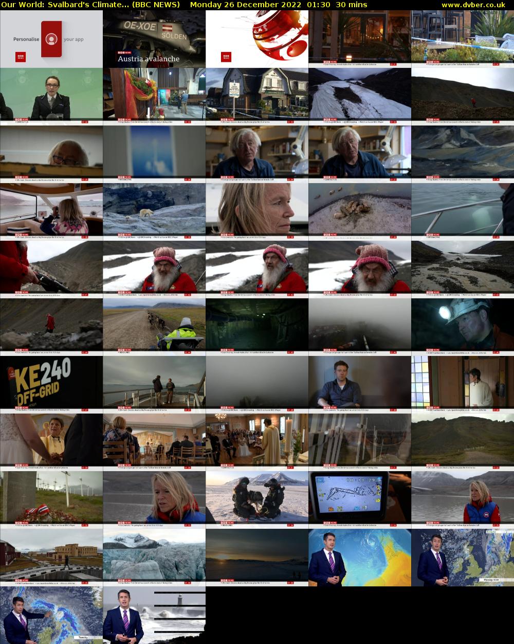 Our World: Svalbard's Climate... (BBC NEWS) Monday 26 December 2022 01:30 - 02:00