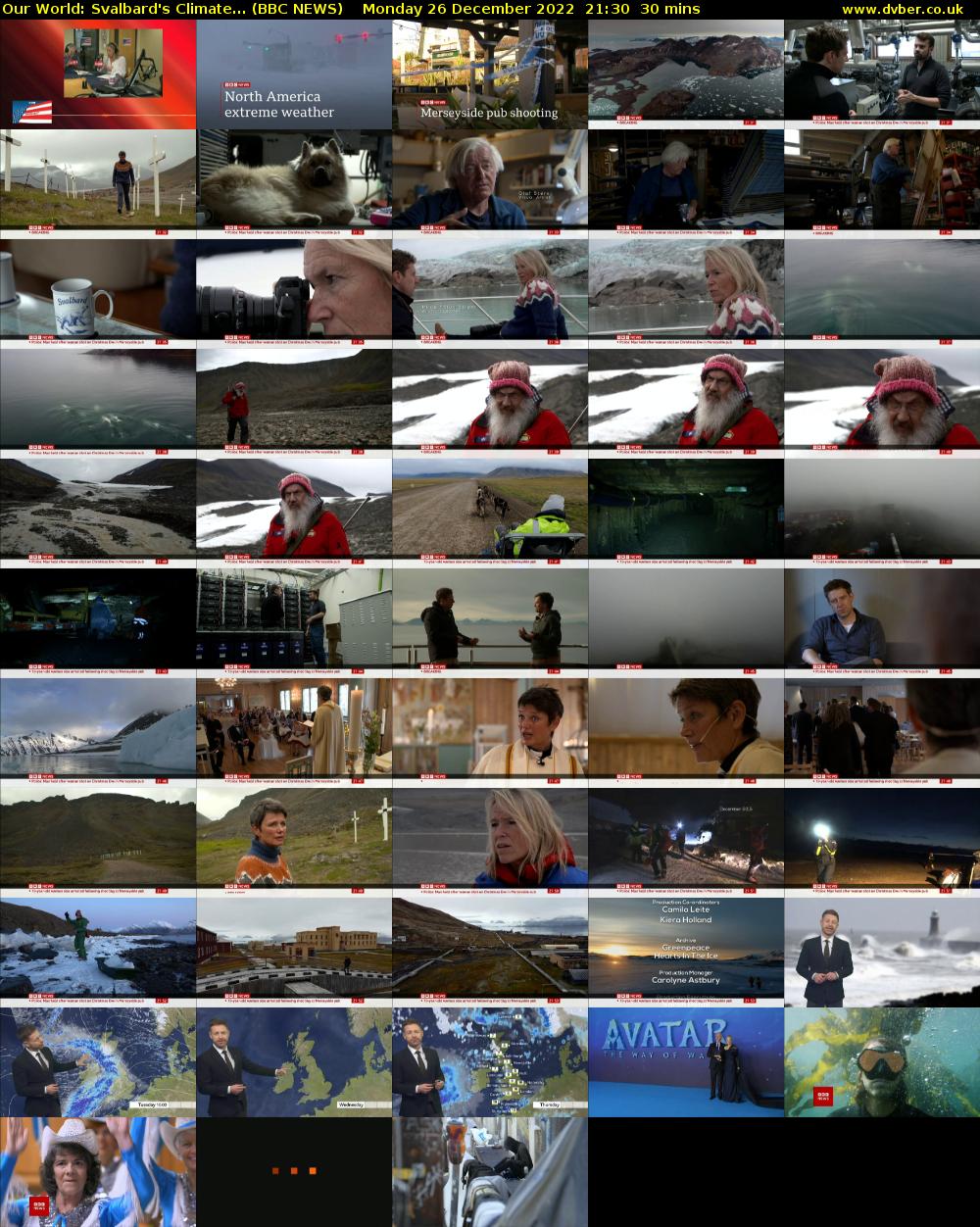 Our World: Svalbard's Climate... (BBC NEWS) Monday 26 December 2022 21:30 - 22:00
