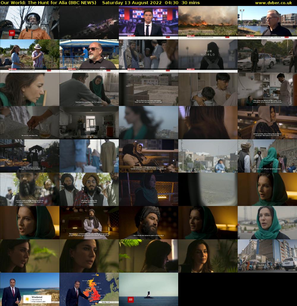 Our World: The Hunt for Alia (BBC NEWS) Saturday 13 August 2022 04:30 - 05:00