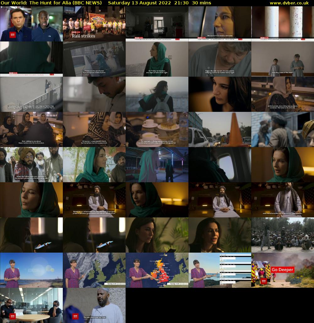 Our World: The Hunt for Alia (BBC NEWS) Saturday 13 August 2022 21:30 - 22:00