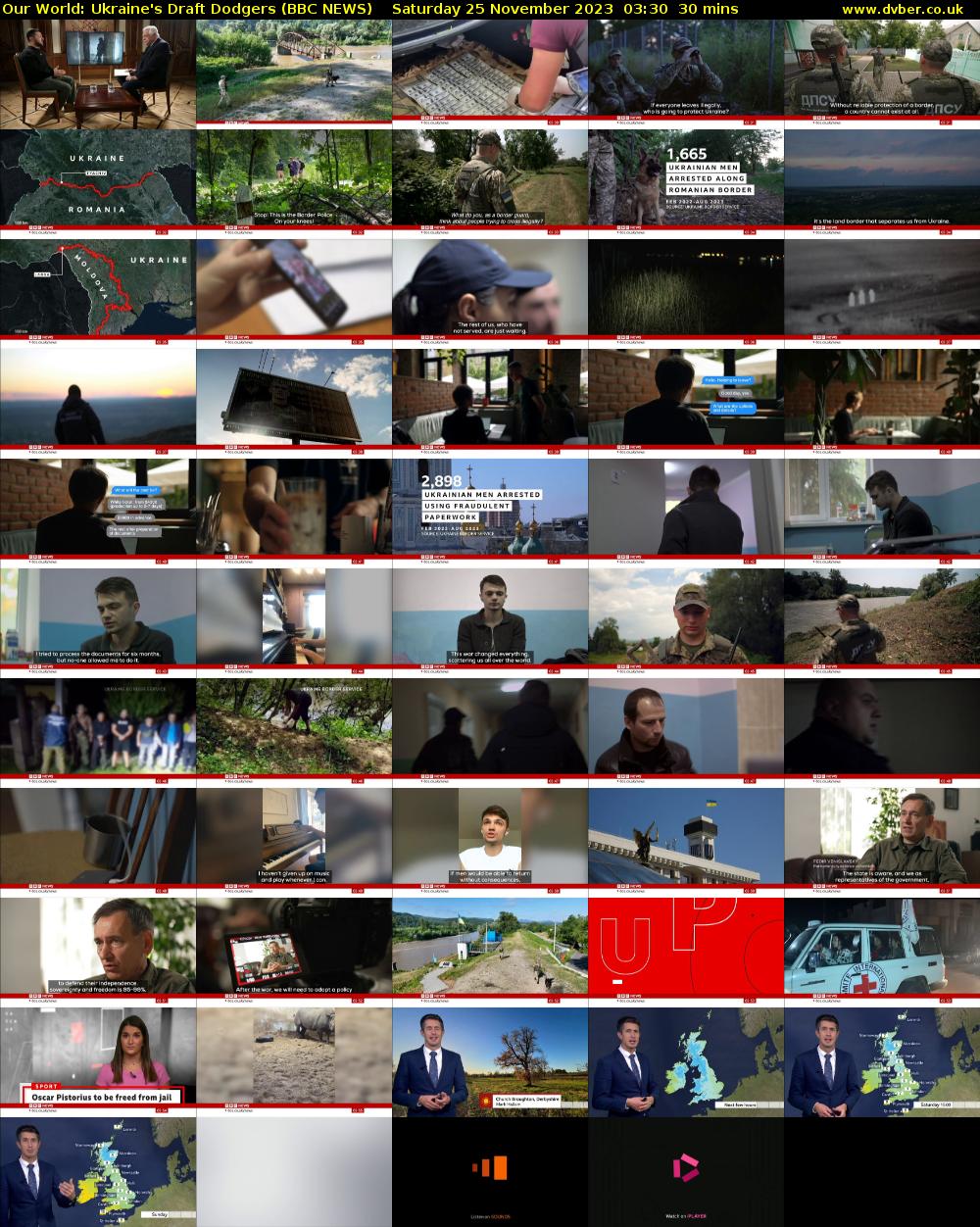Our World: Ukraine's Draft Dodgers (BBC NEWS) Saturday 25 November 2023 03:30 - 04:00