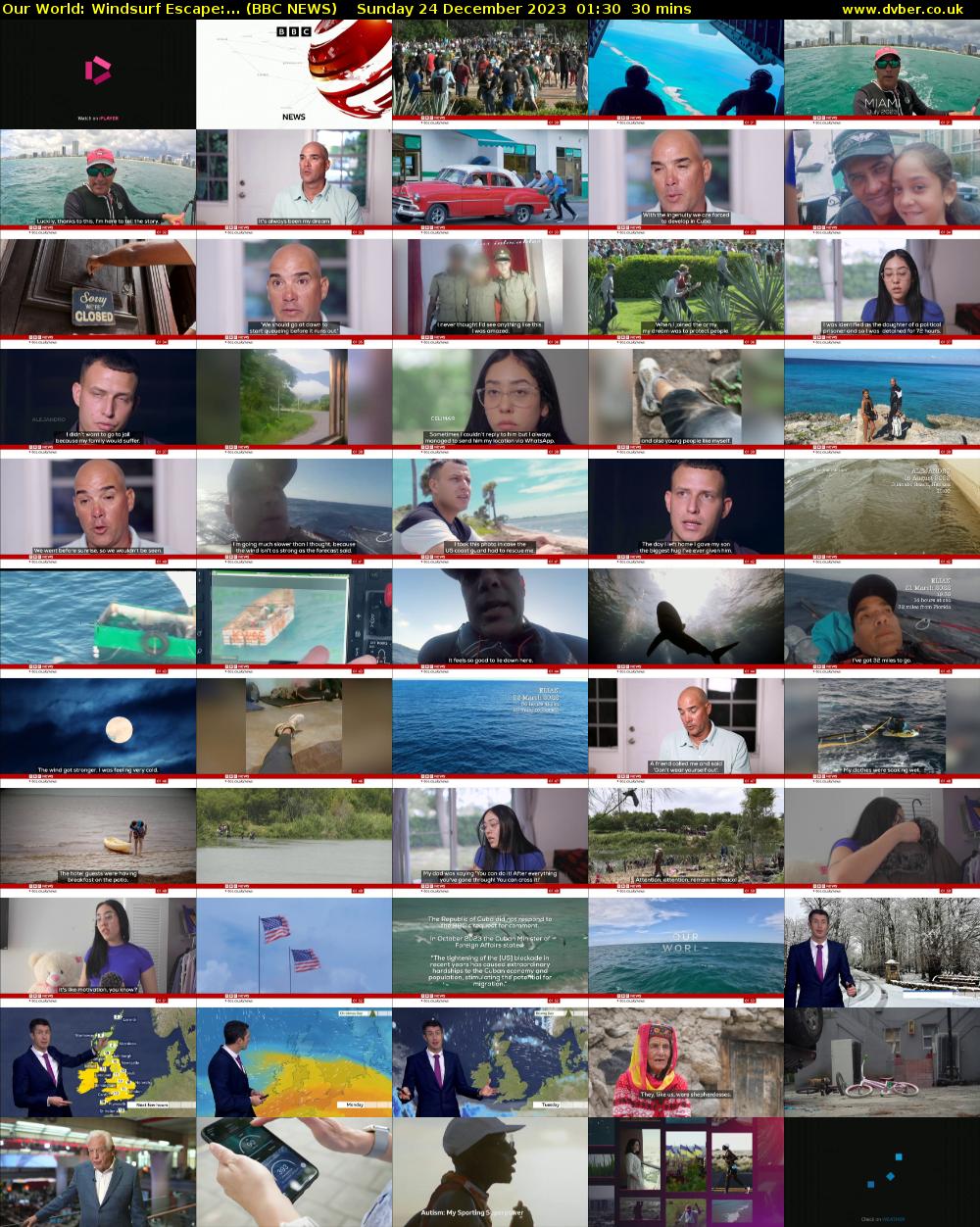 Our World: Windsurf Escape:... (BBC NEWS) Sunday 24 December 2023 01:30 - 02:00