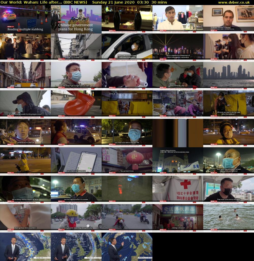 Our World: Wuhan: Life after... (BBC NEWS) Sunday 21 June 2020 03:30 - 04:00