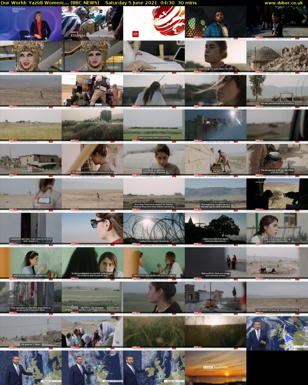 Our World: Yazidi Women:... (BBC NEWS) Saturday 5 June 2021 04:30 - 05:00