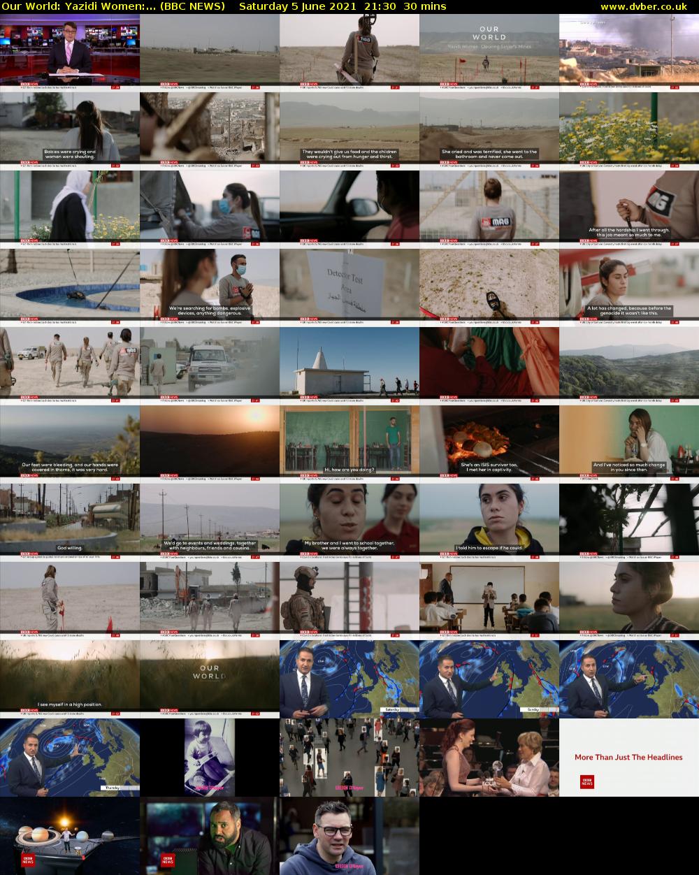 Our World: Yazidi Women:... (BBC NEWS) Saturday 5 June 2021 21:30 - 22:00