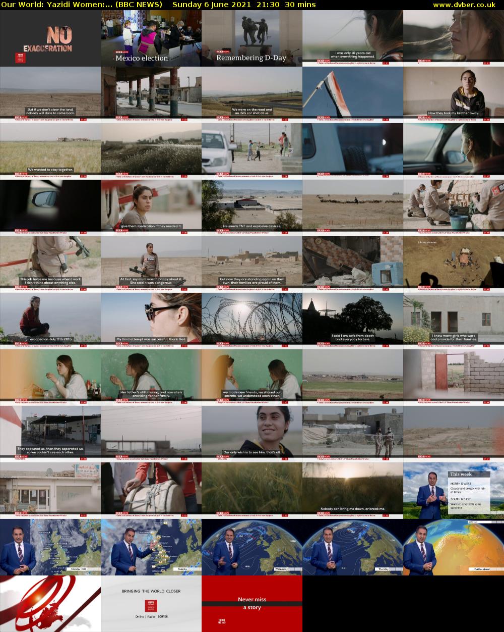 Our World: Yazidi Women:... (BBC NEWS) Sunday 6 June 2021 21:30 - 22:00