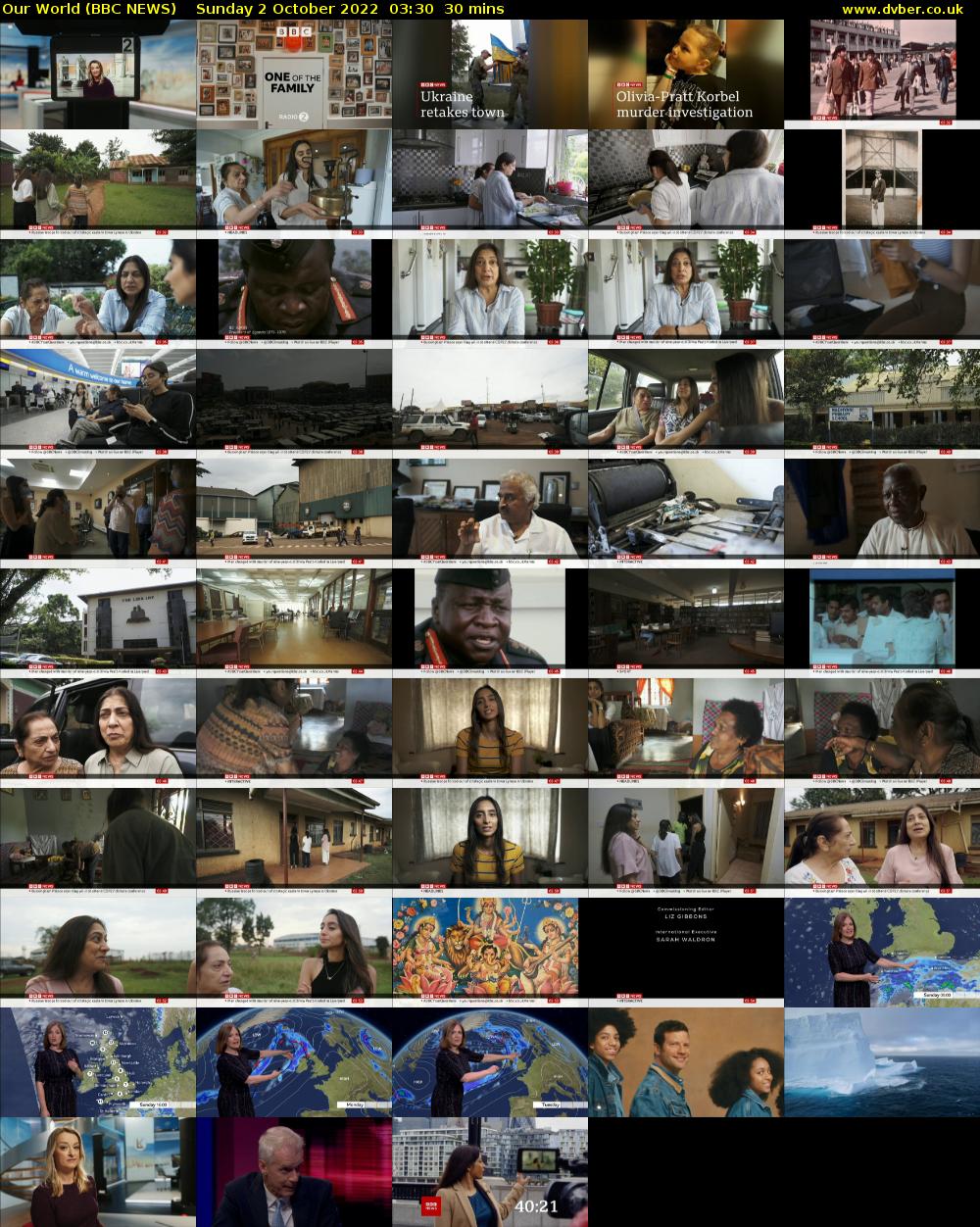 Our World (BBC NEWS) Sunday 2 October 2022 03:30 - 04:00