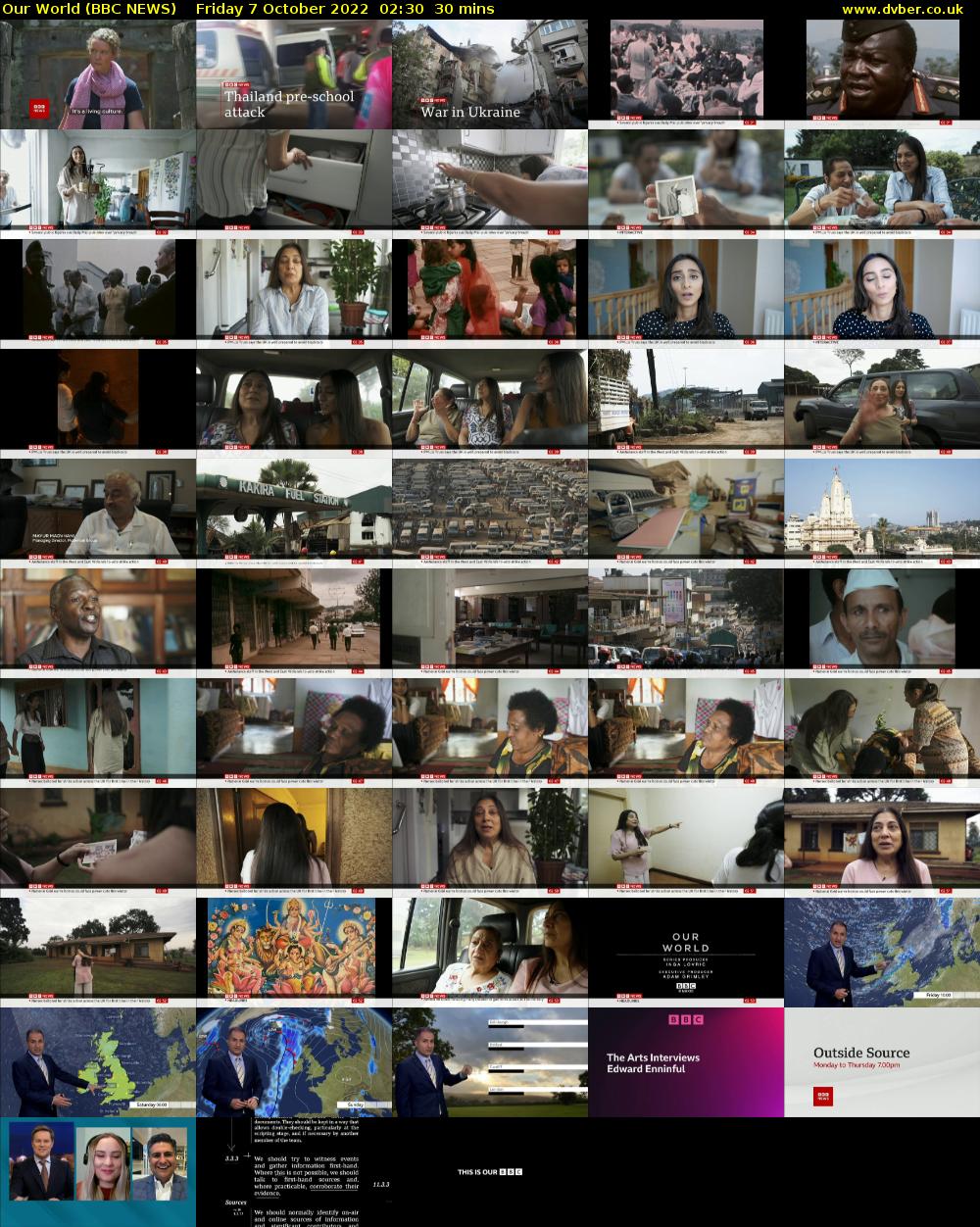 Our World (BBC NEWS) Friday 7 October 2022 02:30 - 03:00