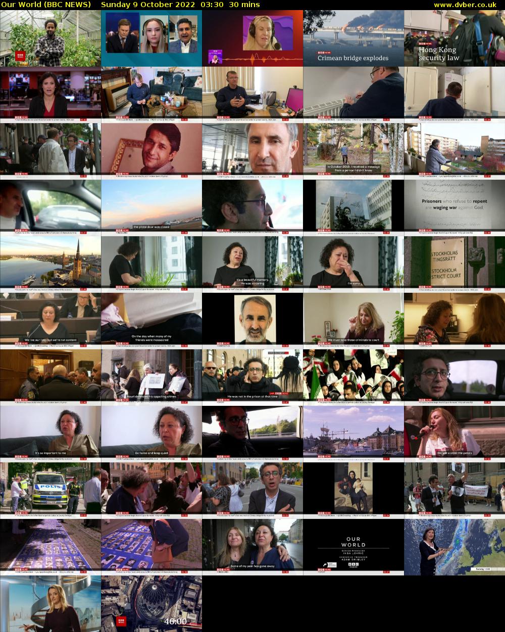 Our World (BBC NEWS) Sunday 9 October 2022 03:30 - 04:00
