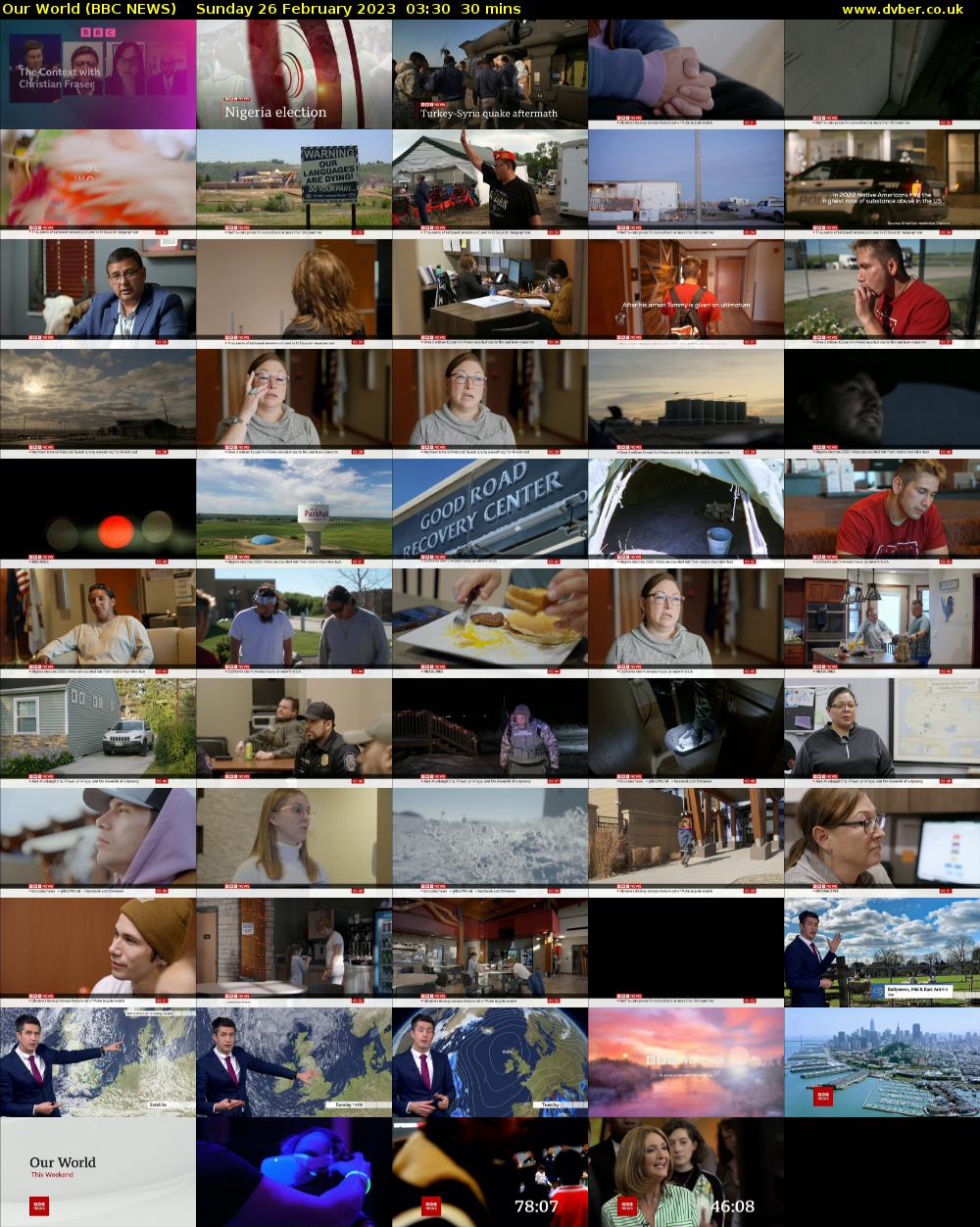 Our World (BBC NEWS) Sunday 26 February 2023 03:30 - 04:00