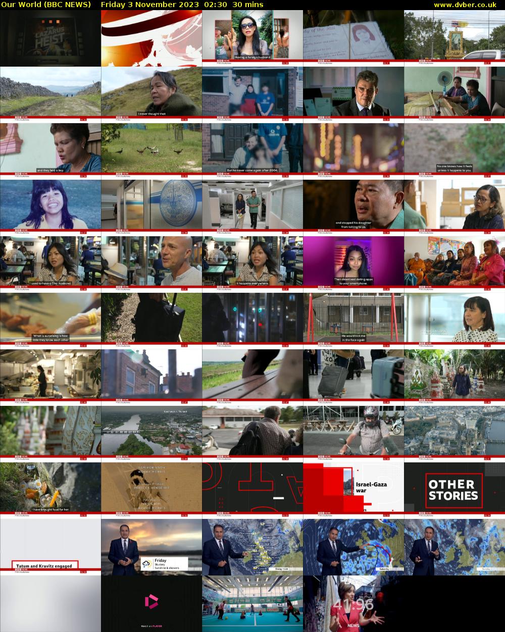 Our World (BBC NEWS) Friday 3 November 2023 02:30 - 03:00