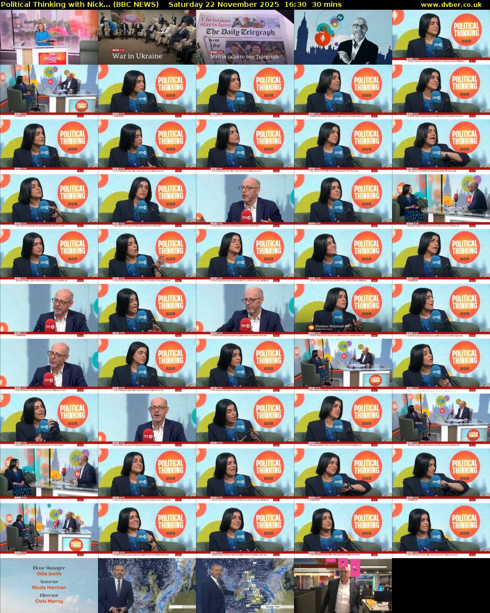 Political Thinking with Nick... (BBC NEWS) Saturday 22 November 2025 16:30 - 17:00