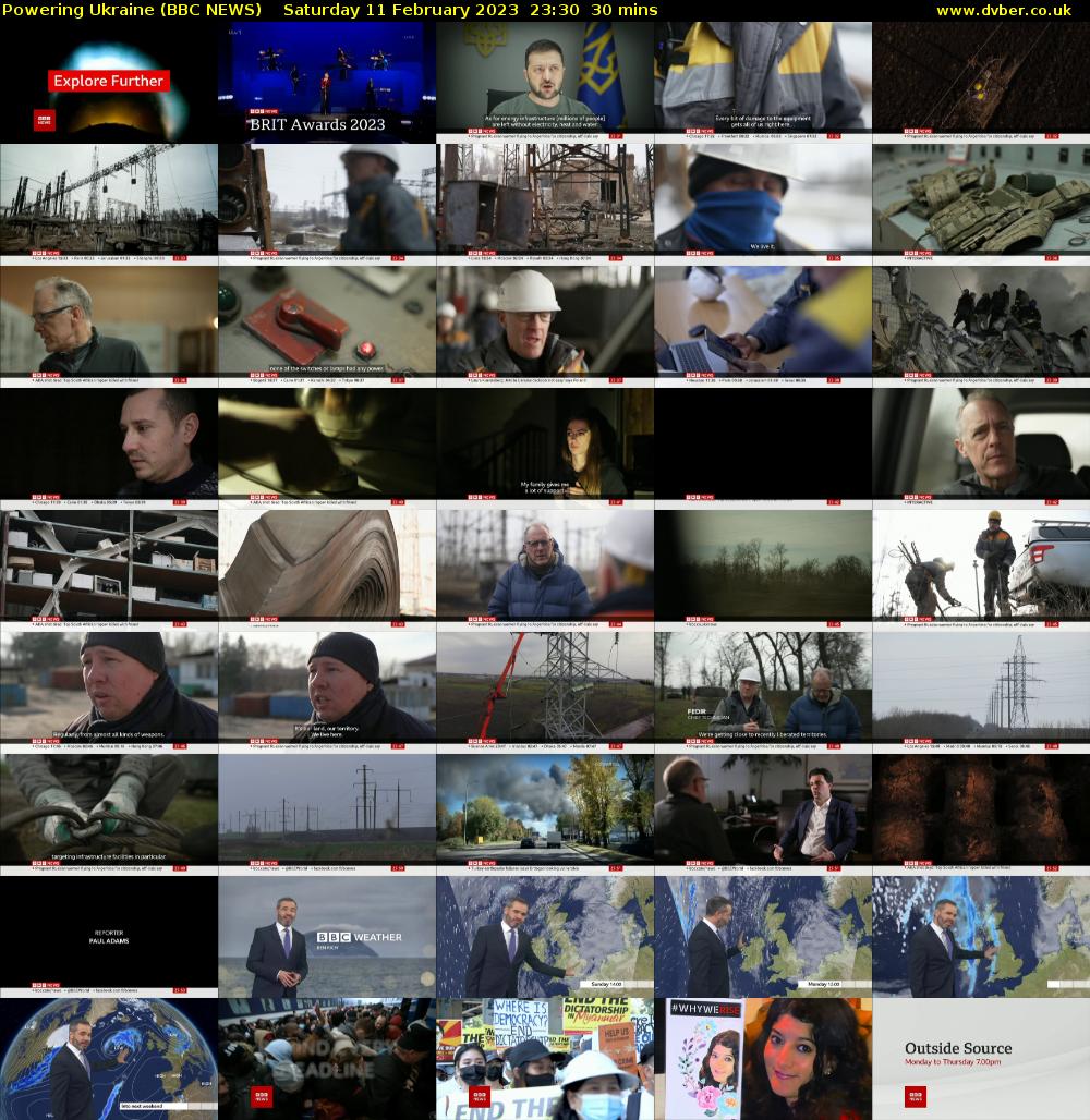 Powering Ukraine (BBC NEWS) Saturday 11 February 2023 23:30 - 00:00