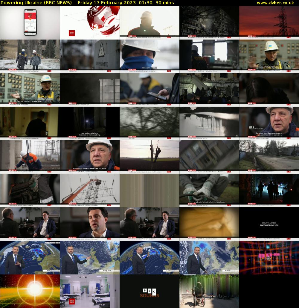 Powering Ukraine (BBC NEWS) Friday 17 February 2023 01:30 - 02:00